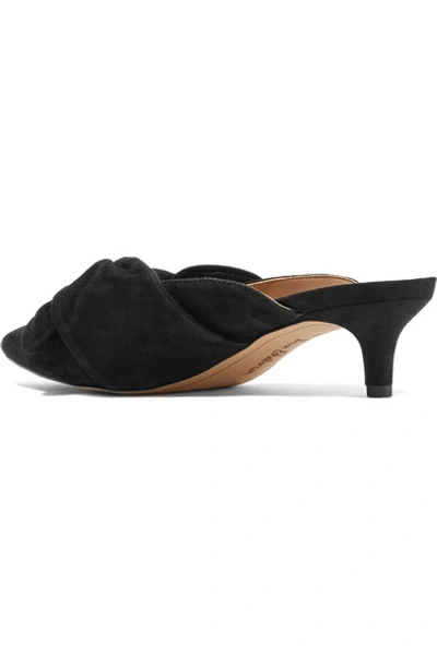 Shop Sam Edelman Laney Bow-embellished Suede Mules In Black