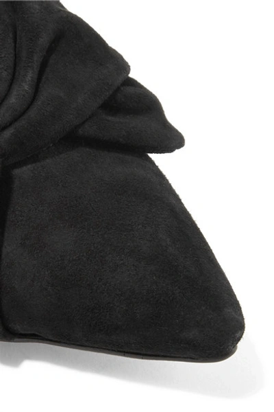 Shop Sam Edelman Laney Bow-embellished Suede Mules In Black