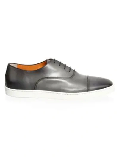 Shop Santoni Durbin Cap-toe Lace-up Trainers In Grey