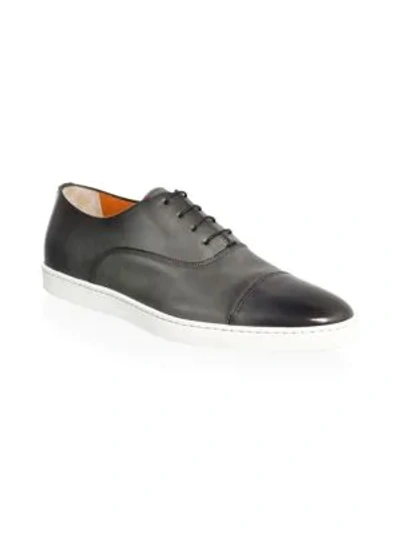 Shop Santoni Durbin Cap-toe Lace-up Sneakers In Grey