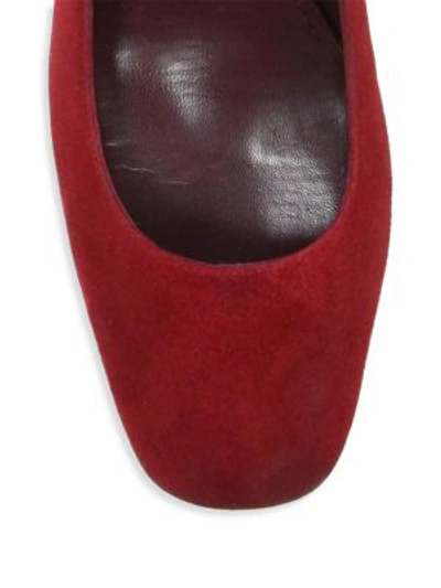 Shop Stuart Weitzman Marymid Leather Block-heel Pumps In Red
