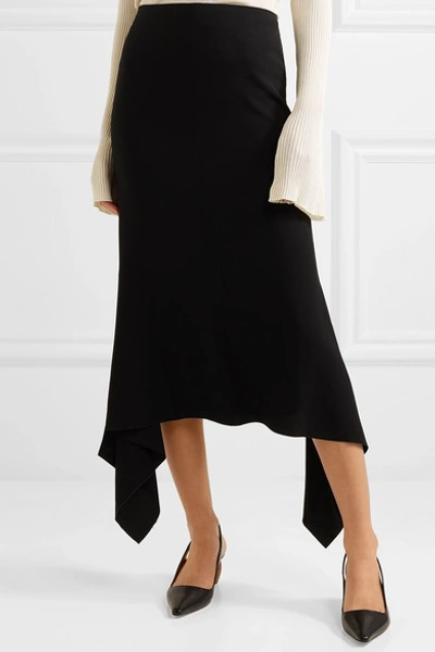 Shop Joseph Stevie Asymmetric Crepe Midi Skirt In Black