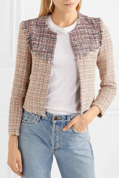 Shop Iro Walefa Frayed Cotton-blend Tweed Jacket In Beige