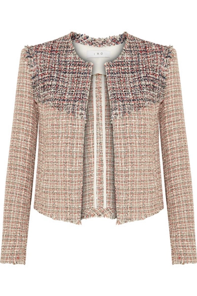 Shop Iro Walefa Frayed Cotton-blend Tweed Jacket In Beige