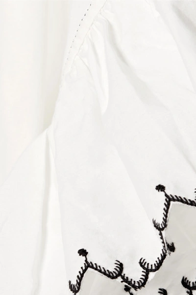 Shop Ulla Johnson Rosemarie Embroidered Cotton-poplin Dress In White