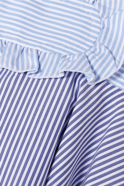 Shop Carven Striped Cotton-poplin Camisole In Blue