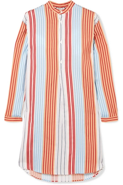 Shop Paul & Joe Striped Poplin Shirt In Coral