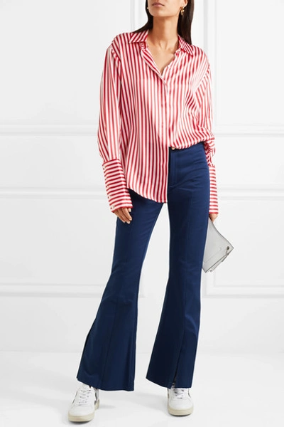 Shop Maggie Marilyn She's Still A Dreamer Cotton Flared Pants In Navy