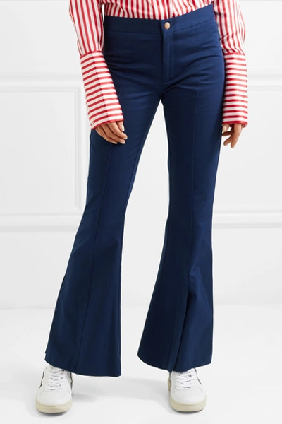 Shop Maggie Marilyn She's Still A Dreamer Cotton Flared Pants In Navy