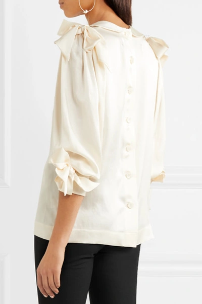 Shop Simone Rocha Bow-embellished Silk Blouse In Cream