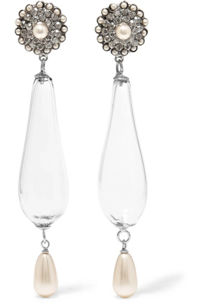 Shop Etro Silver-plated, Glass, Faux Pearl And Crystal Earrings