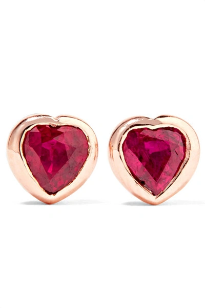 Shop Anita Ko Heart 18-karat Rose Gold Ruby Earrings