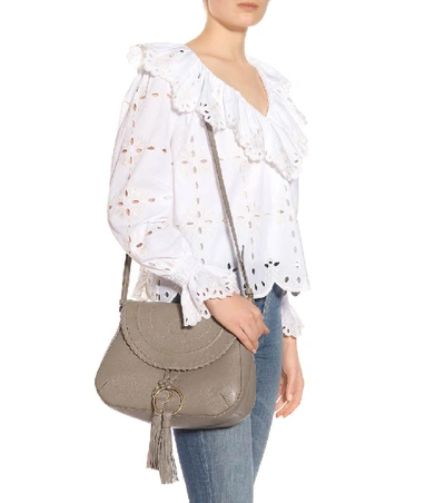 Shop See By Chloé Polly Leather Shoulder Bag In Grey
