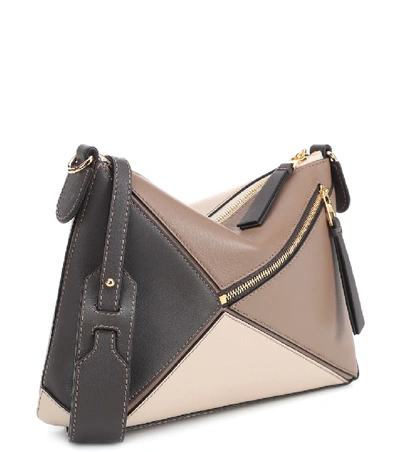Shop Loewe Puzzle Mini Leather Shoulder Bag In Brown