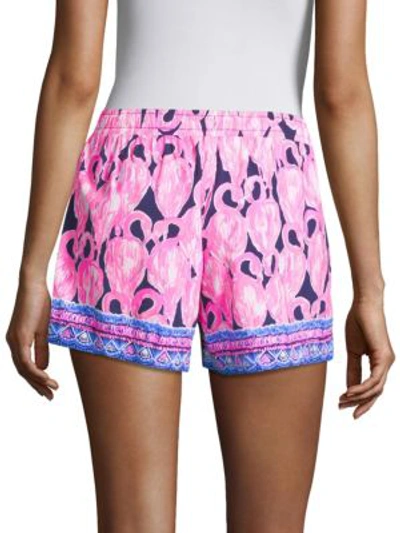 Shop Lilly Pulitzer Katia Flamingo Shorts In High Tide
