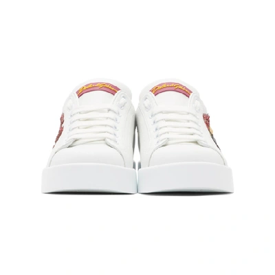 Shop Dolce & Gabbana White Lipstick Sneakers In 87587 White