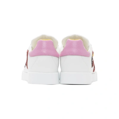 Shop Dolce & Gabbana White Lipstick Sneakers In 87587 White