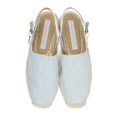 Shop Stella Mccartney Blue Denim Stars Slingback Espadrilles In 4966 Sky/wh