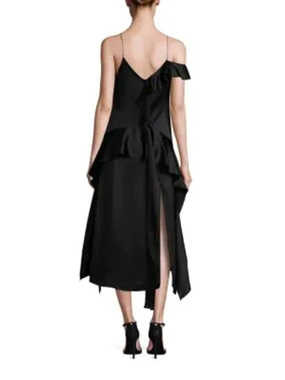 Shop Jonathan Simkhai Silk Ruffle Midi Dress In Black