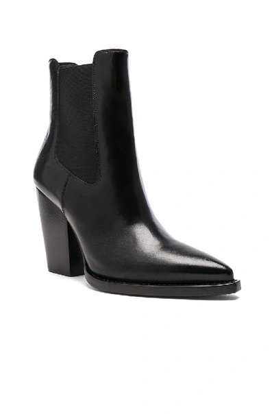 Shop Saint Laurent Leather Theo Heeled Chelsea Boots In Black