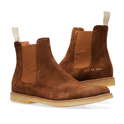 Shop Common Projects Chelsea Boot Suede In Brown