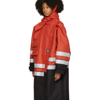 Shop Balenciaga Red And Black Pulled Parka In 6552 Red/bl