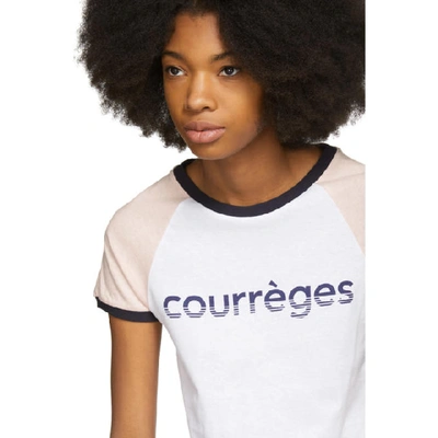 Shop Courrèges Courreges Tricolor Vintage Logo T-shirt In Wht/pnk/nvy