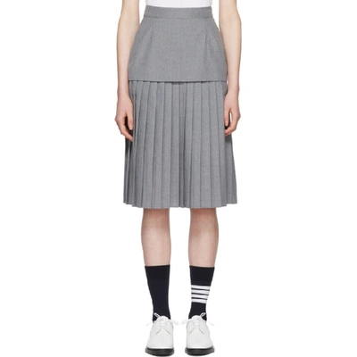 Shop Thom Browne Grey Extended Lining Pleated Skirt In 035 Med Gre