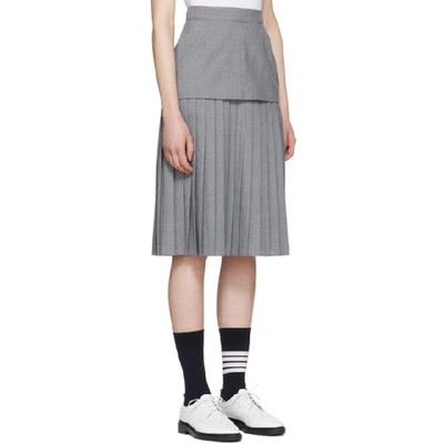 Shop Thom Browne Grey Extended Lining Pleated Skirt In 035 Med Gre
