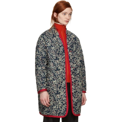 Shop Isabel Marant Étoile Reversible Beige & Red Haley Quilted Jacket