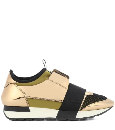 Shop Balenciaga Race Runner Sneakers In Gold