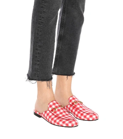 Shop Gucci Princetown Gingham Slippers In Female