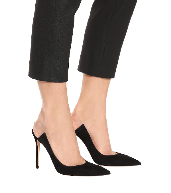 Gianvito Rossi Suede Slingback Pumps In Black ModeSens