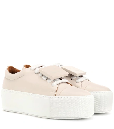 Shop Acne Studios Drihanna Platform Leather Sneakers In Beige