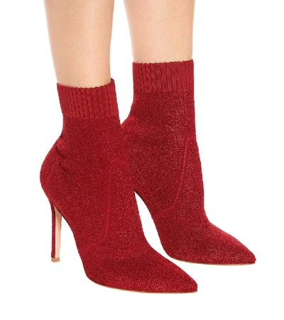 Shop Gianvito Rossi Fiona 105 Bouclé Ankle Boots In Red