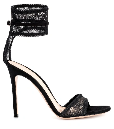 Shop Gianvito Rossi Erin Lace Sandals In Black