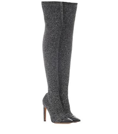 Shop Givenchy Graphic Over-the-knee Boots In Silver