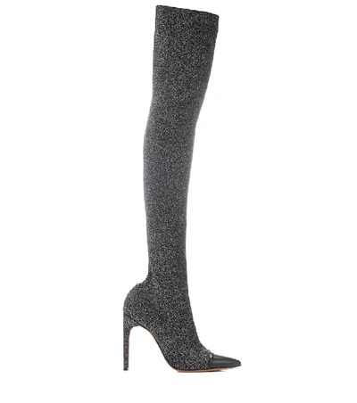 Shop Givenchy Graphic Over-the-knee Boots In Silver