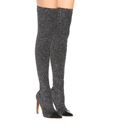 Shop Givenchy Graphic Over-the-knee Boots In Silver