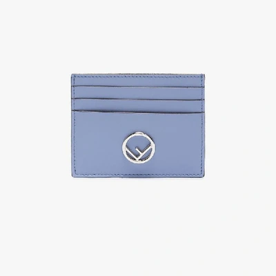 Shop Fendi Blue Leather Cardholder With Silver Logo