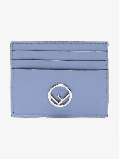 Shop Fendi Blue Leather Cardholder With Silver Logo