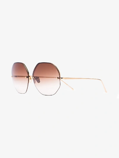 Shop Linda Farrow 567 C5 Oversized Sunglasses In Metallic