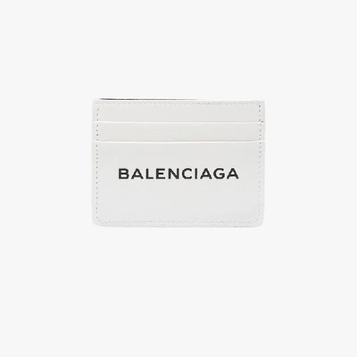 Shop Balenciaga White Leather Logo Cardholder