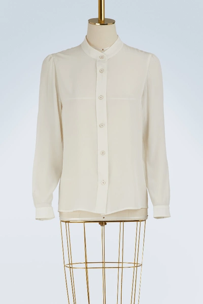 Shop Vanessa Seward Bamboo Silk Shirt In Blanc Casse