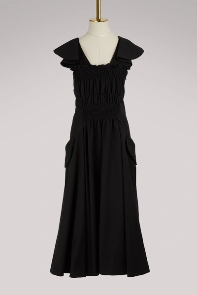 Shop Carven Cotton Midi Dress In Noir