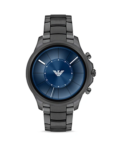 Shop Armani Collezioni Connected Black Link Bracelet Touchscreen Smartwatch, 46mm In Tech/gray