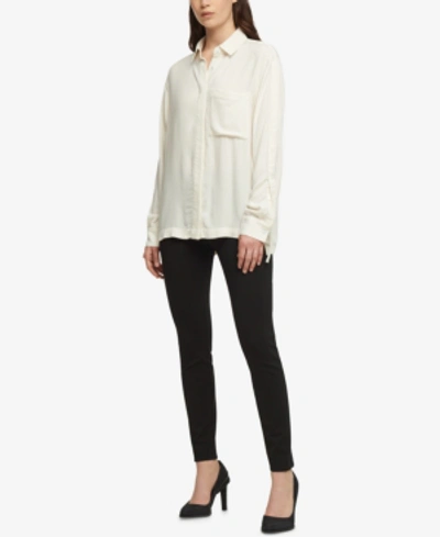 Shop Dkny Roll-tab Shirt, Created For Macy's In Ivory