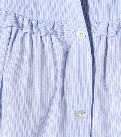 Shop Alexa Chung Ruffled Striped Cotton Shirt In Blue