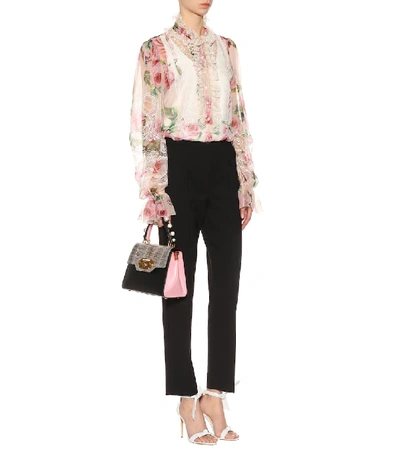 Shop Dolce & Gabbana Floral-printed Silk-blend Blouse In Pink