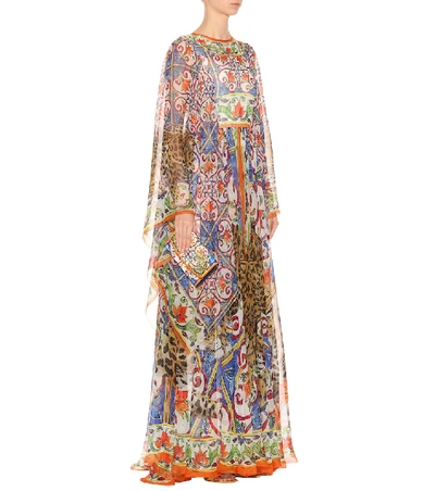 Shop Dolce & Gabbana Printed Silk Maxi Dress In Multicoloured